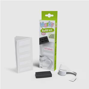 Blister E20 noir, étiquettes & ruban "Refill Kit" pour Marky